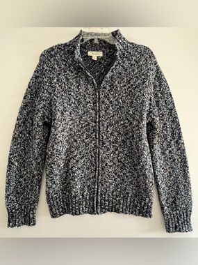 Dressbarn Blue Marled Chunky Zip Cardigan XL Coastal Scandi Knit